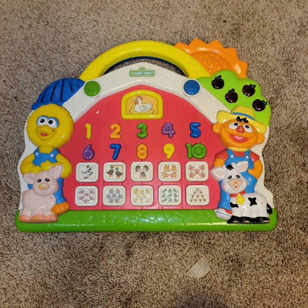 Vintage Sesame Street Farm Number‎ Learning Toy Big Bird Ernie Electronic...